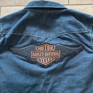 Harley-Davidson snap front logo western style shirt L